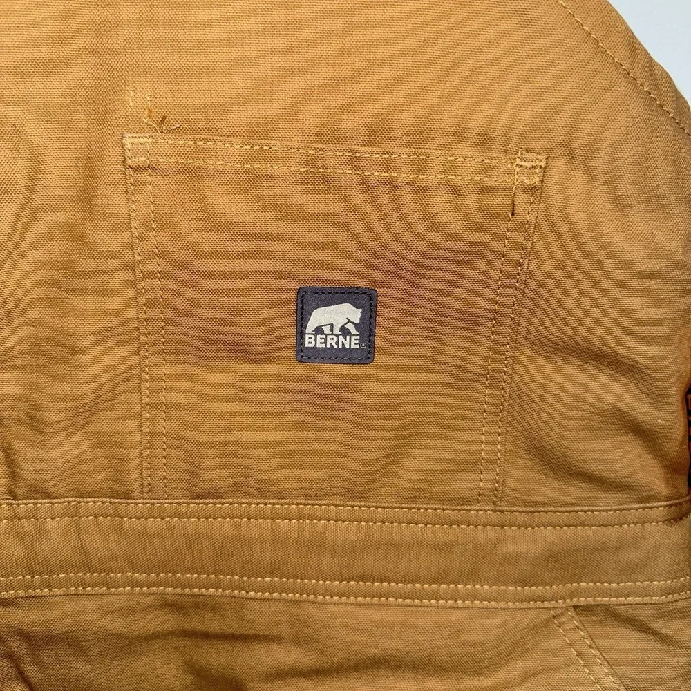 Berne Insulated Bib Overalls Mens 3XL Brown Duck Workwear Water Repellent - Picture 2 of 14